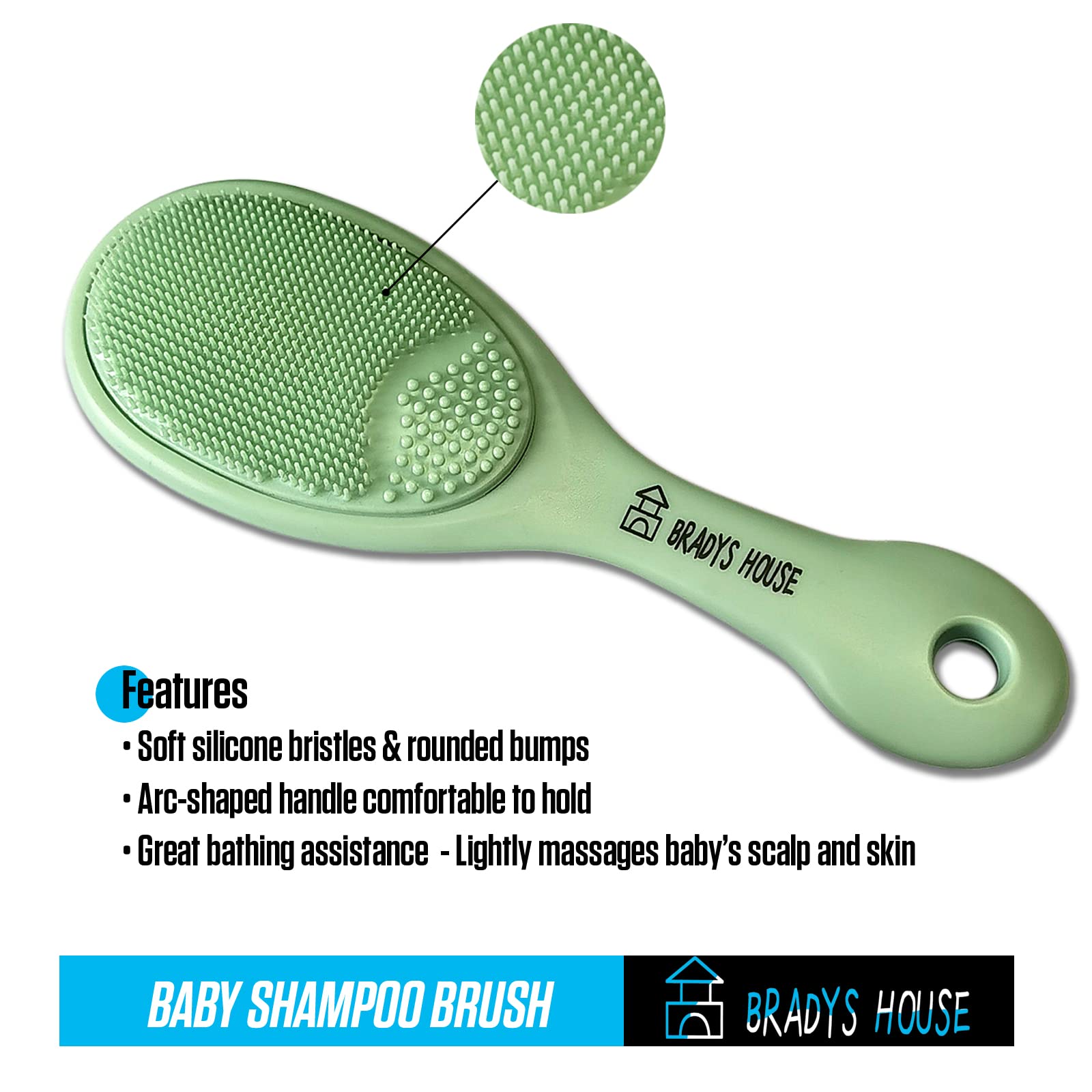 BRADYS HOUSE ergonomic arc shaped handles for comfortable one handed grooming.