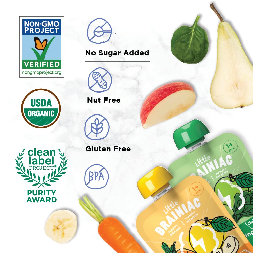 Brainiac BPA-free, non-GMO pouch for dairy-free diets.