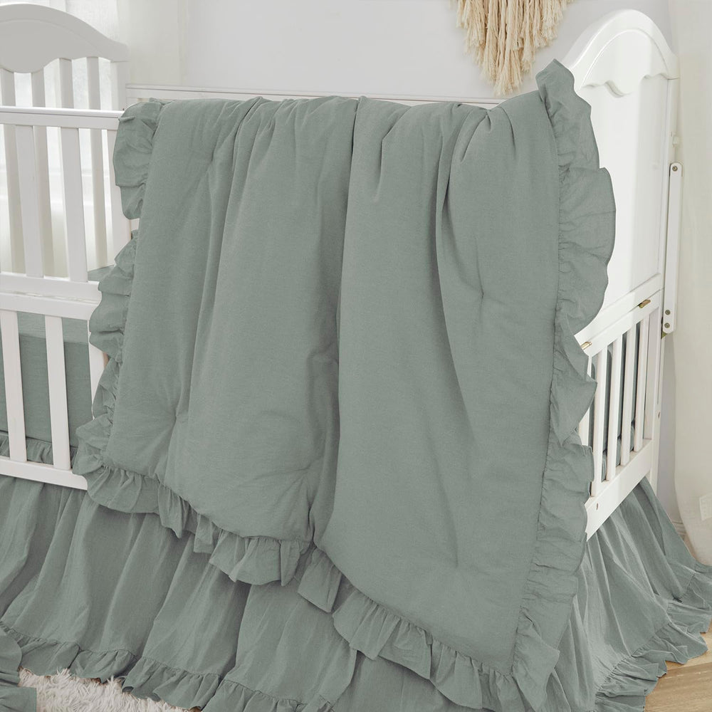 Brandream 3-piece green boho crib bedding set for unisex nurseries