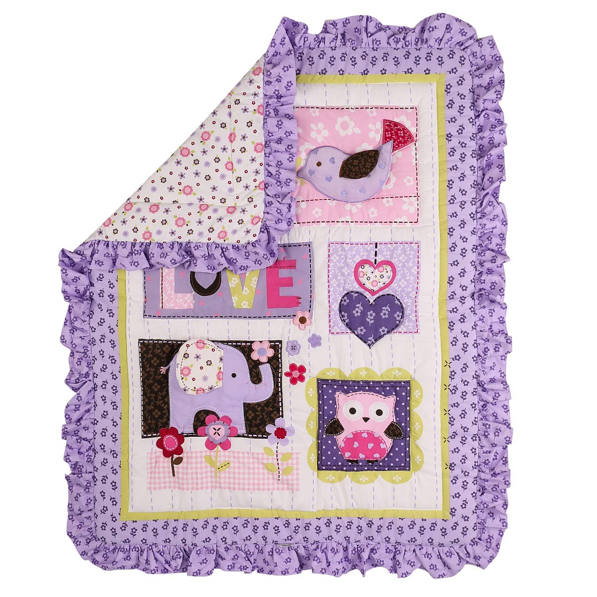 Brandream detailed 3D elephant and patchwork stitching on the comforter