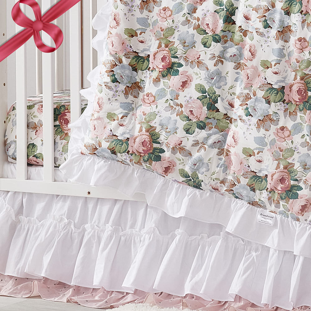 Brandream 4-side dust ruffle fits fully around the crib for a tidy silhouette