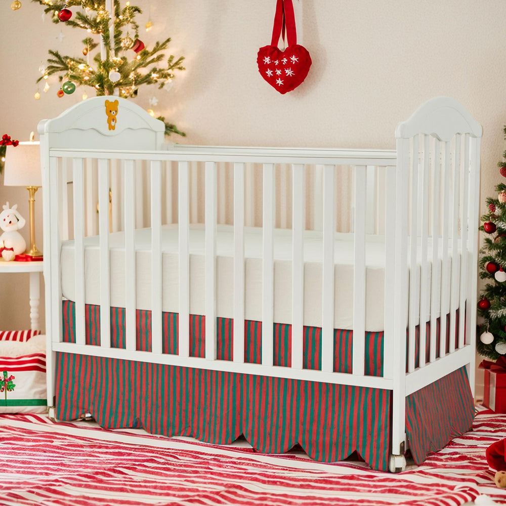 Brandream 4-sided drop crib skirt provides full coverage and neat appearance