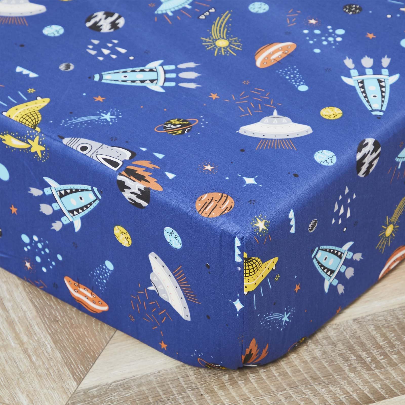 Brandream astronaut space print crib sheet adds adventure while soft, breathable fabric
