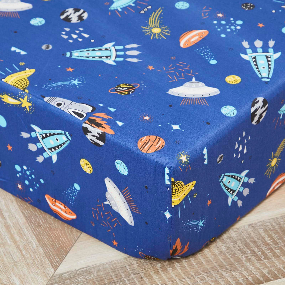 Brandream astronaut space print crib sheet adds adventure while soft, breathable fabric