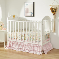 Brandream bed skirt shows four-sided drop for full crib coverage.