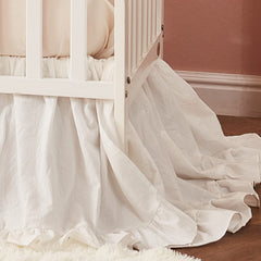 Brandream boho crib skirt with dust ruffle in beige enhances crib elegance