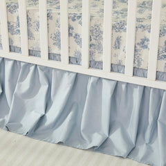 Brandream Boho crib skirt in light blue, adds farmhouse charm.