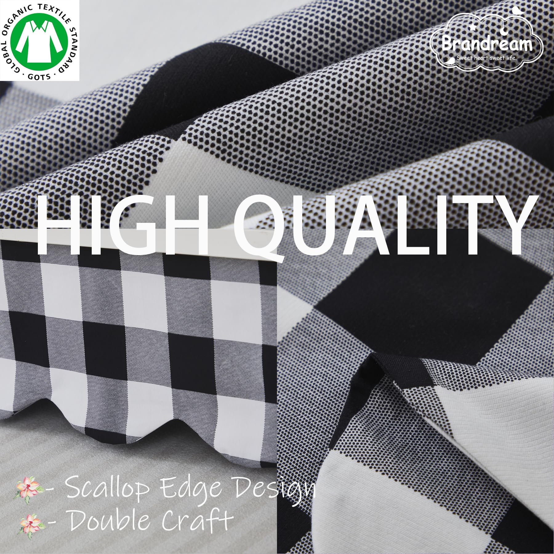 Brandream boho-nursery-bedskirt scallop edge brings eclectic charm and gentle finish.