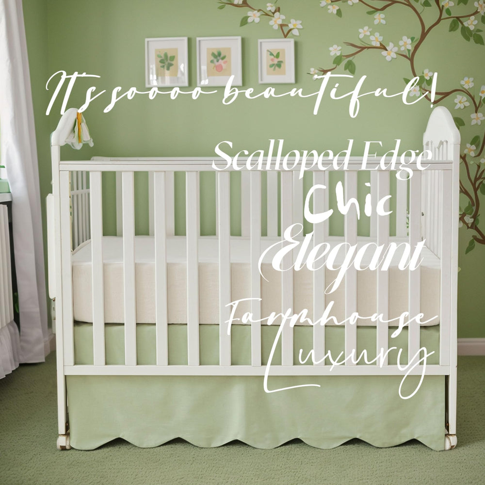Brandream cotton crib skirt provides natural fabric and easy care for busy nurseries.