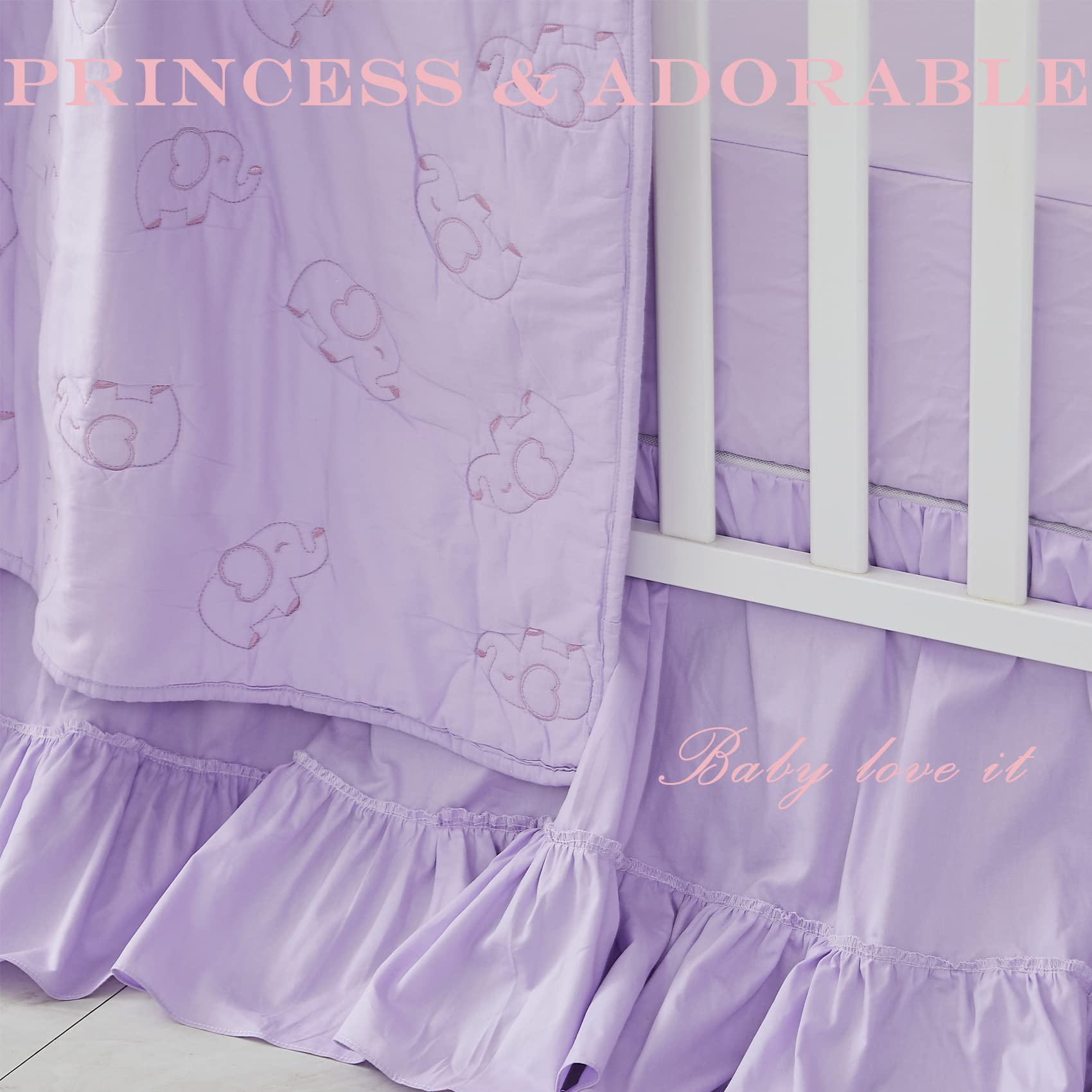Brandream crib bed skirt 4-sided drop fits standard crib