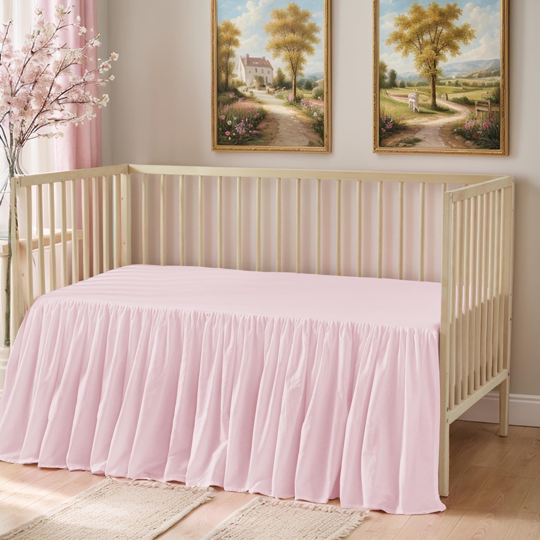 Brandream standard crib fit with 52x28x10 dimensions and 14in skirt drop.