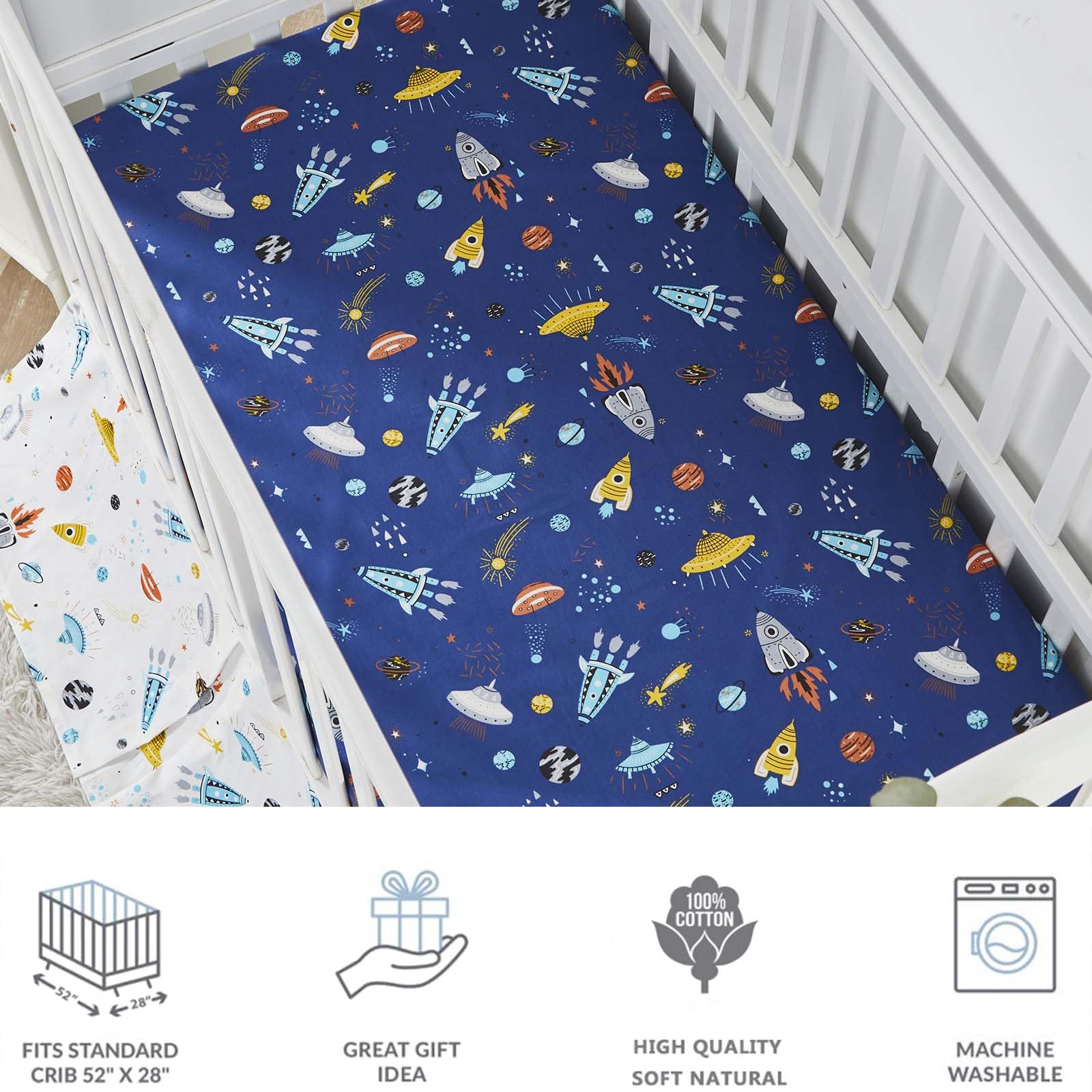 Brandream crib sheet with elastic edge ensures a snug, safe fit
