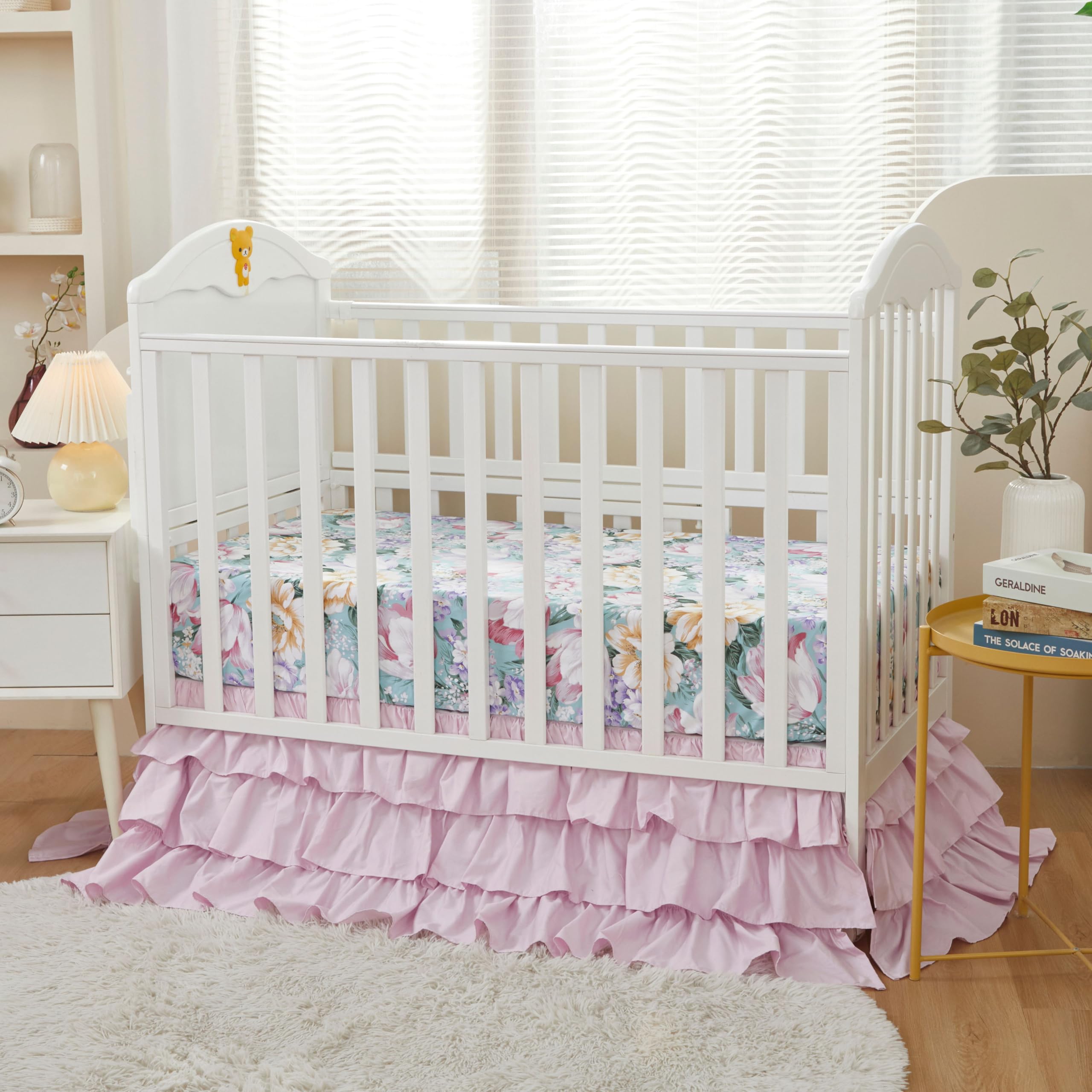 Brandream Crib Skirt deep pocket securing around the mattress