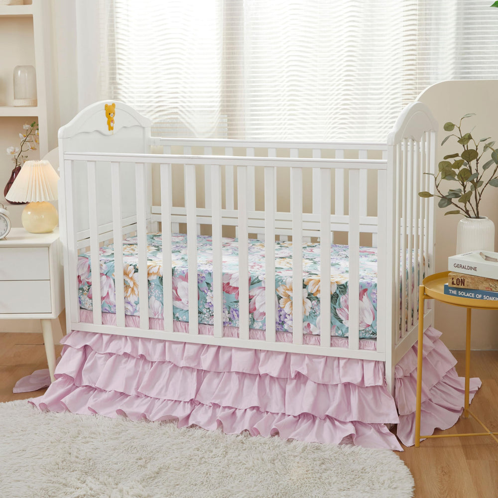 Brandream Crib Skirt deep pocket securing around the mattress