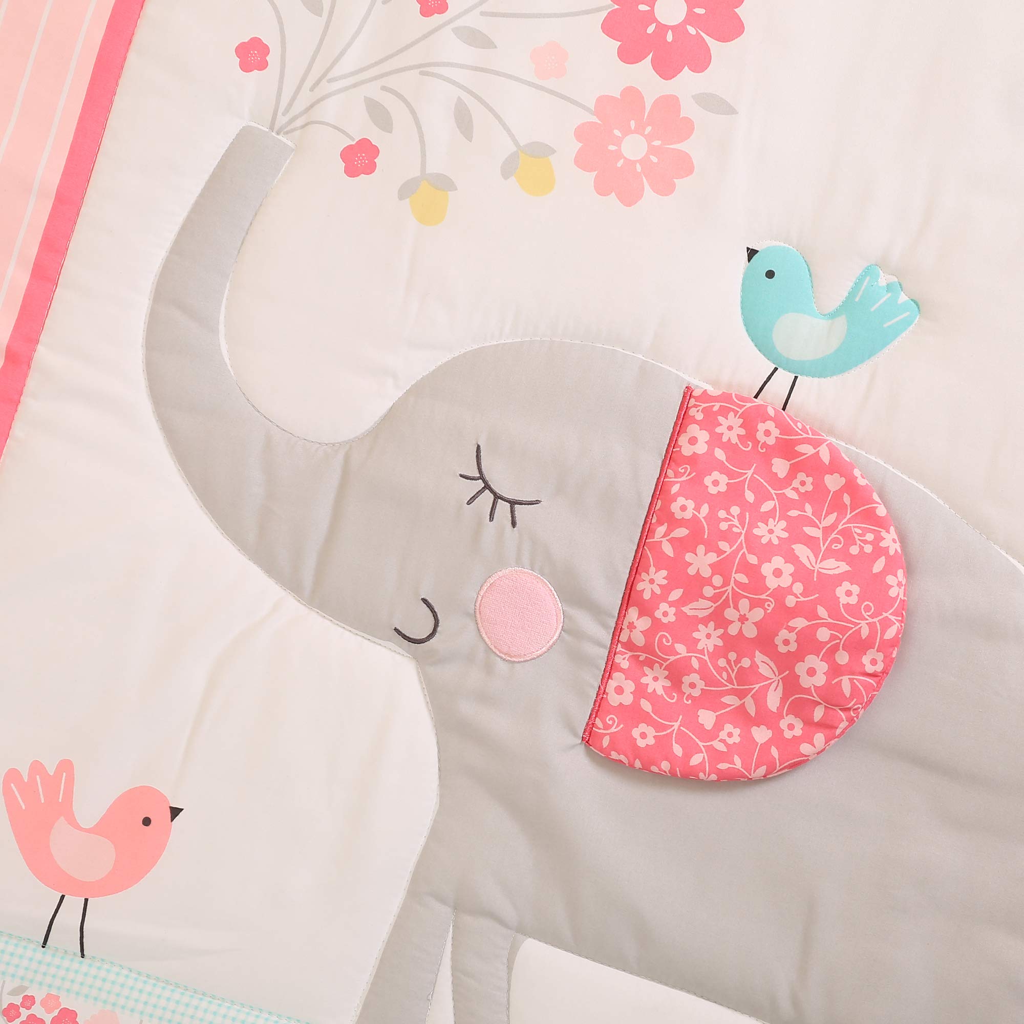 Brandream crib skirt with floral and animal detailing