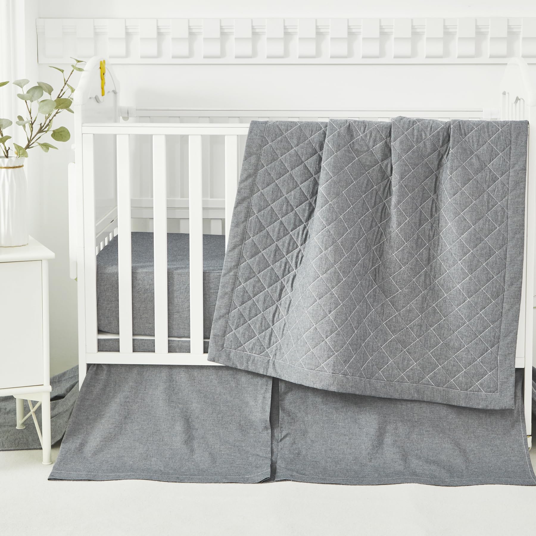 Brandream crib skirt four-side with split corners for easy placement