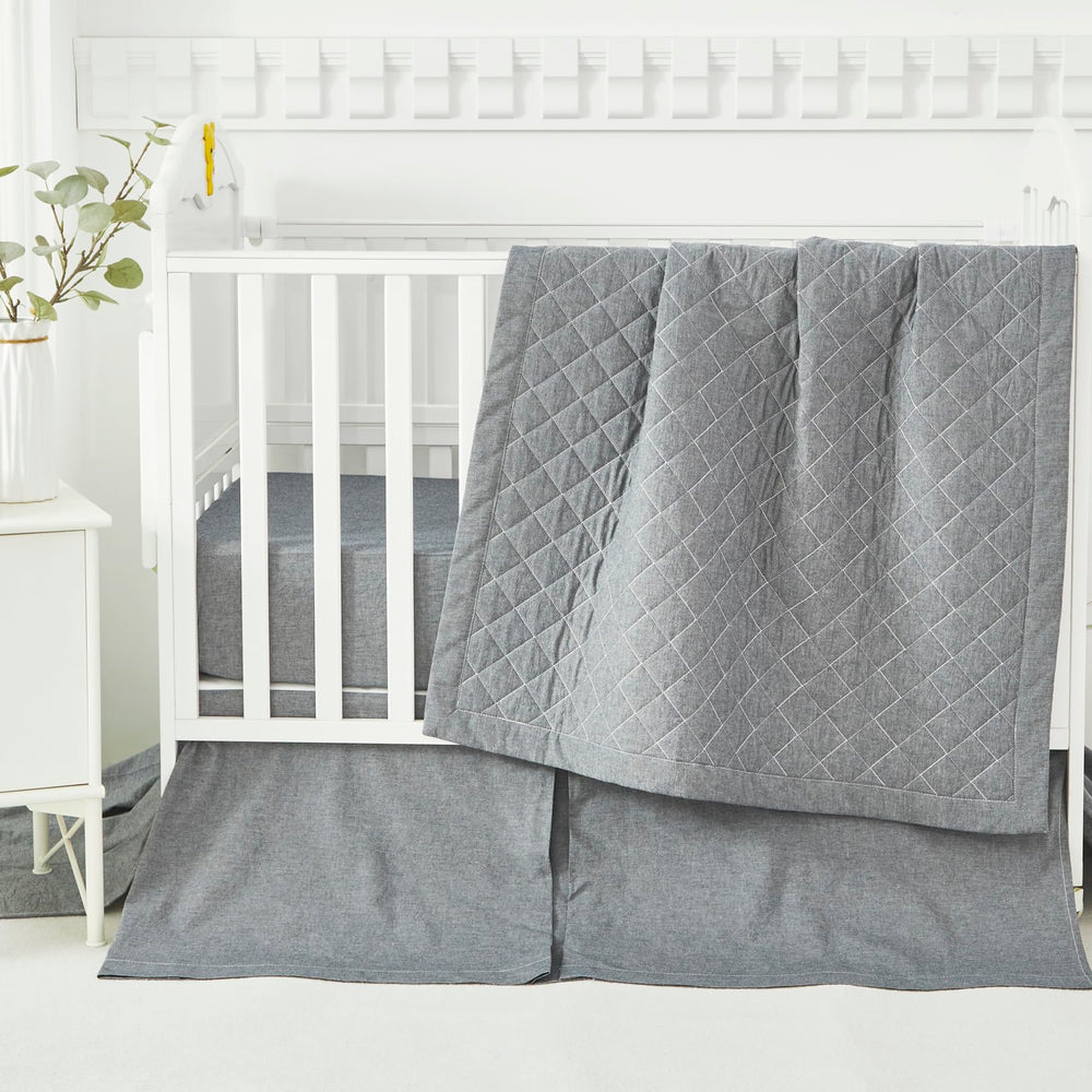 Brandream crib skirt four-side with split corners for easy placement