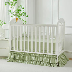 Brandream Crib Skirt four-sided design hides under-crib storage neatly.