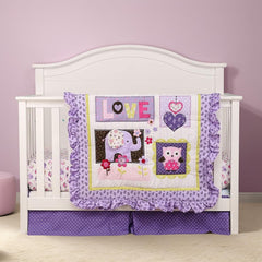 Brandream purple polka dots crib skirt adds whimsy while fitting around the crib