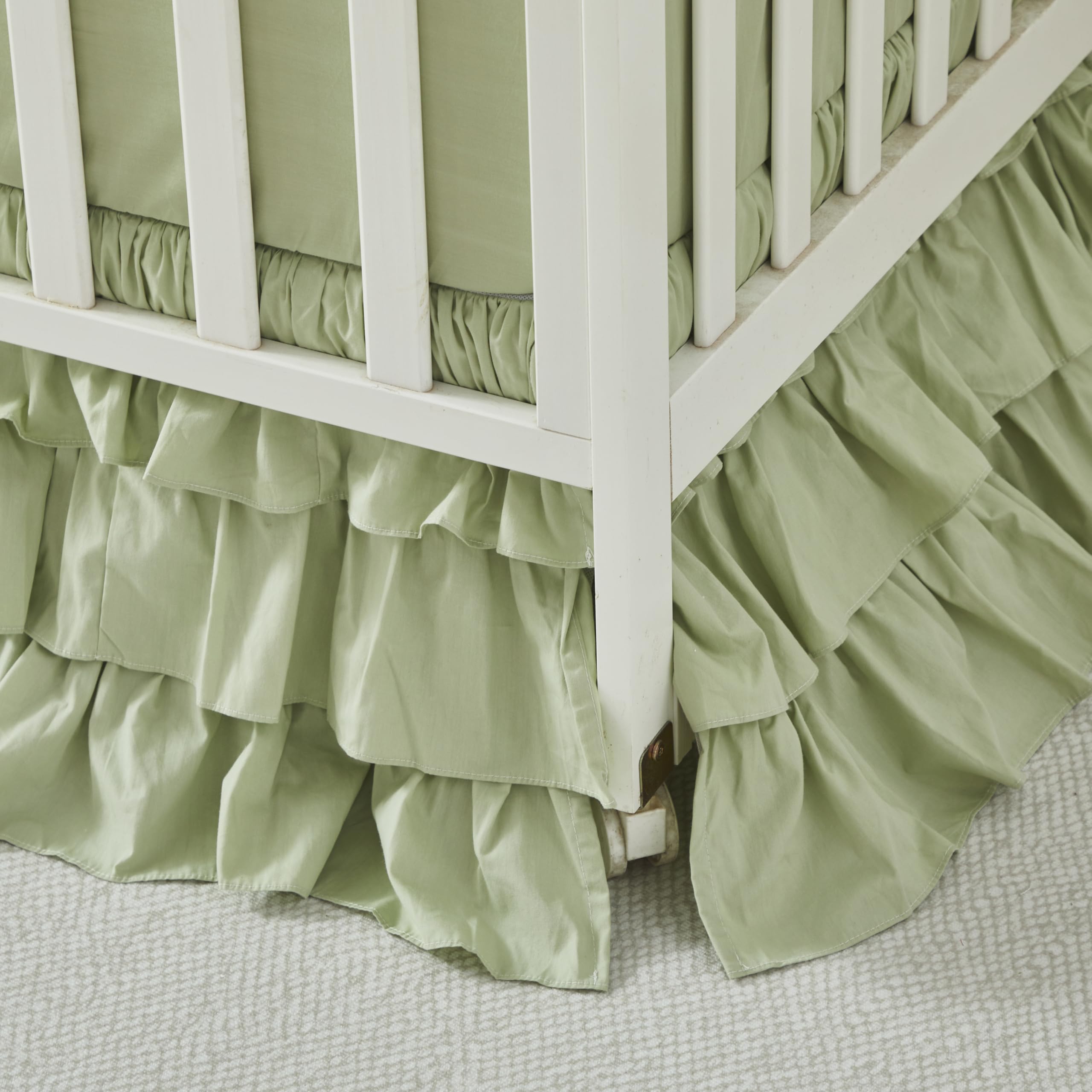 Brandream Crib Skirt triple-layer cotton close-up shows soft, breathable fabric.