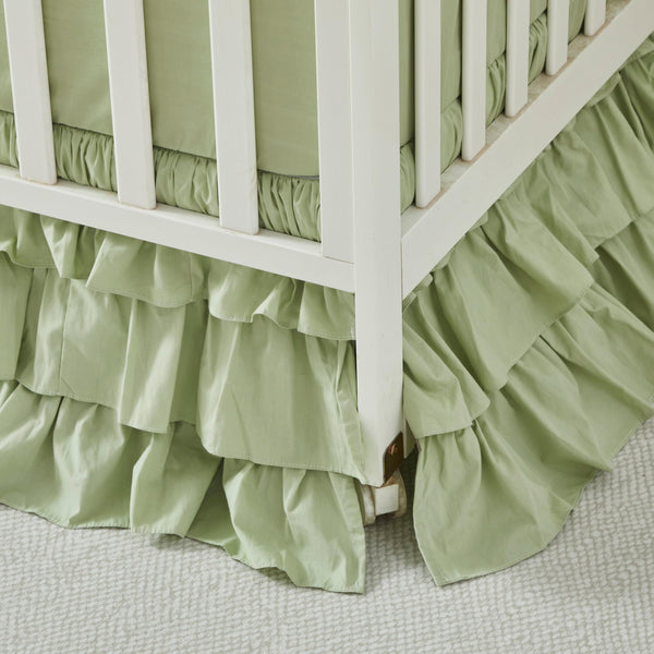 Brandream Crib Skirt triple-layer cotton close-up shows soft, breathable fabric.