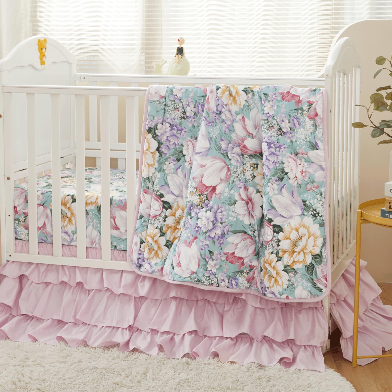 Brandream Crib Skirt triple-layer design adds fullness and style
