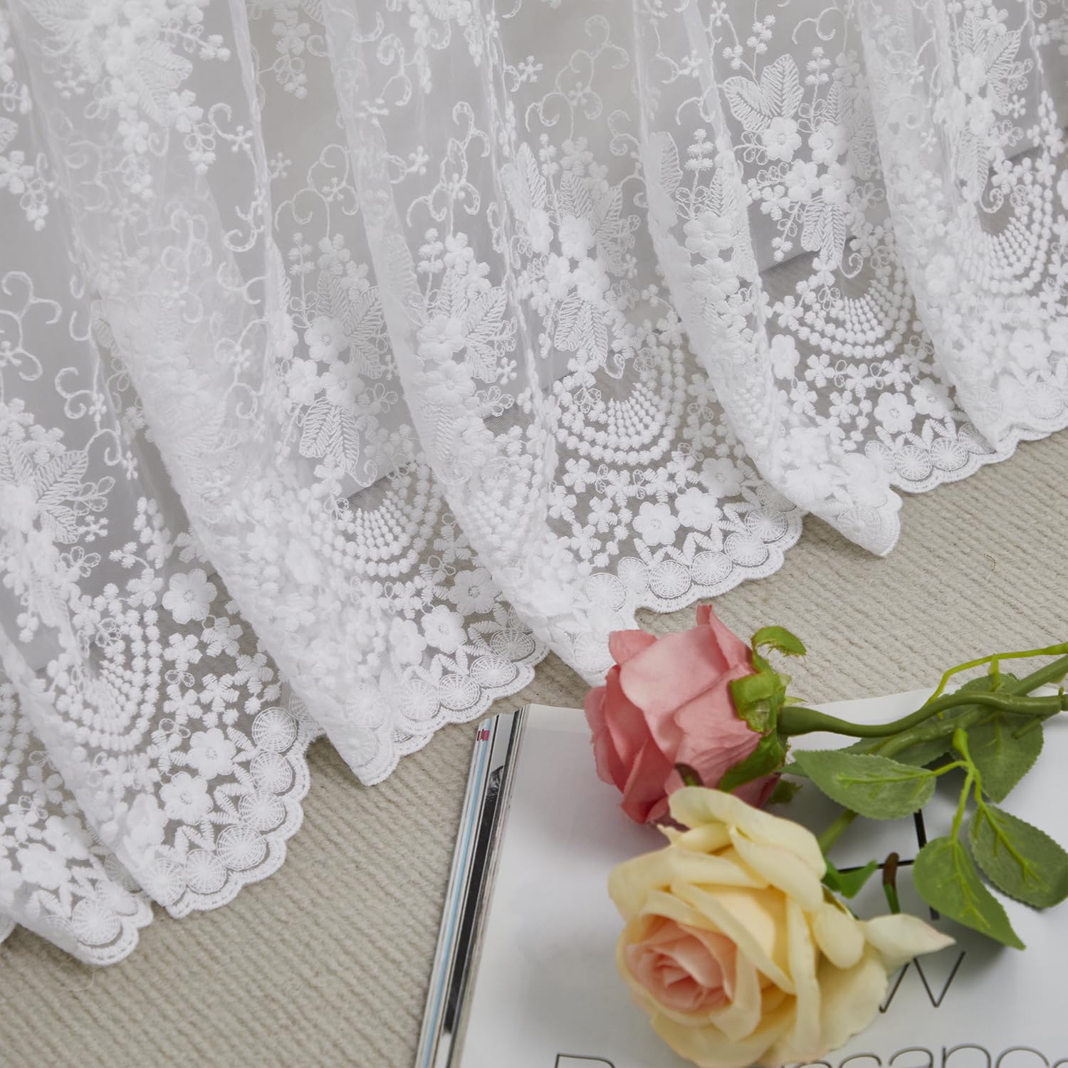 Brandream dust ruffle lace detail creates delicate timeless elegance.
