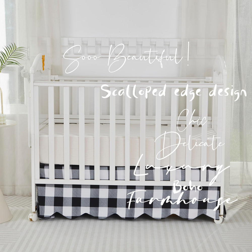 Brandream easy-care-crib-skirt buffalo-check ensures quick cleaning and neat presentation.