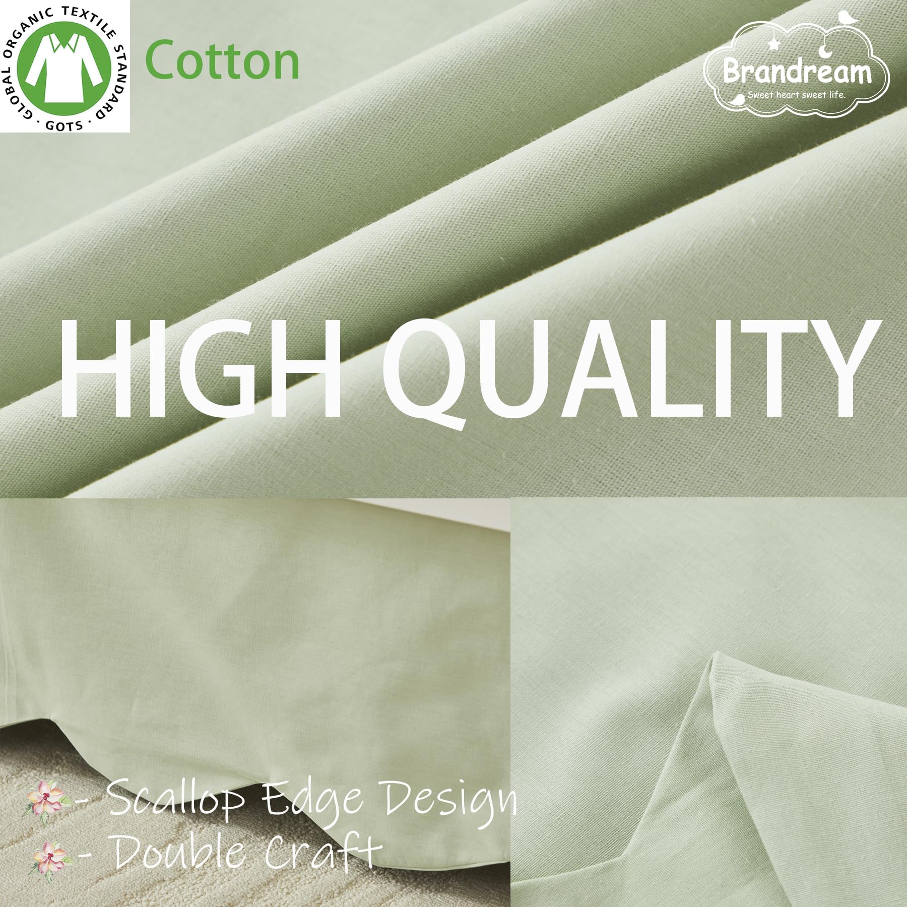 Brandream easy-care crib skirt is machine washable for simple nursery upkeep.