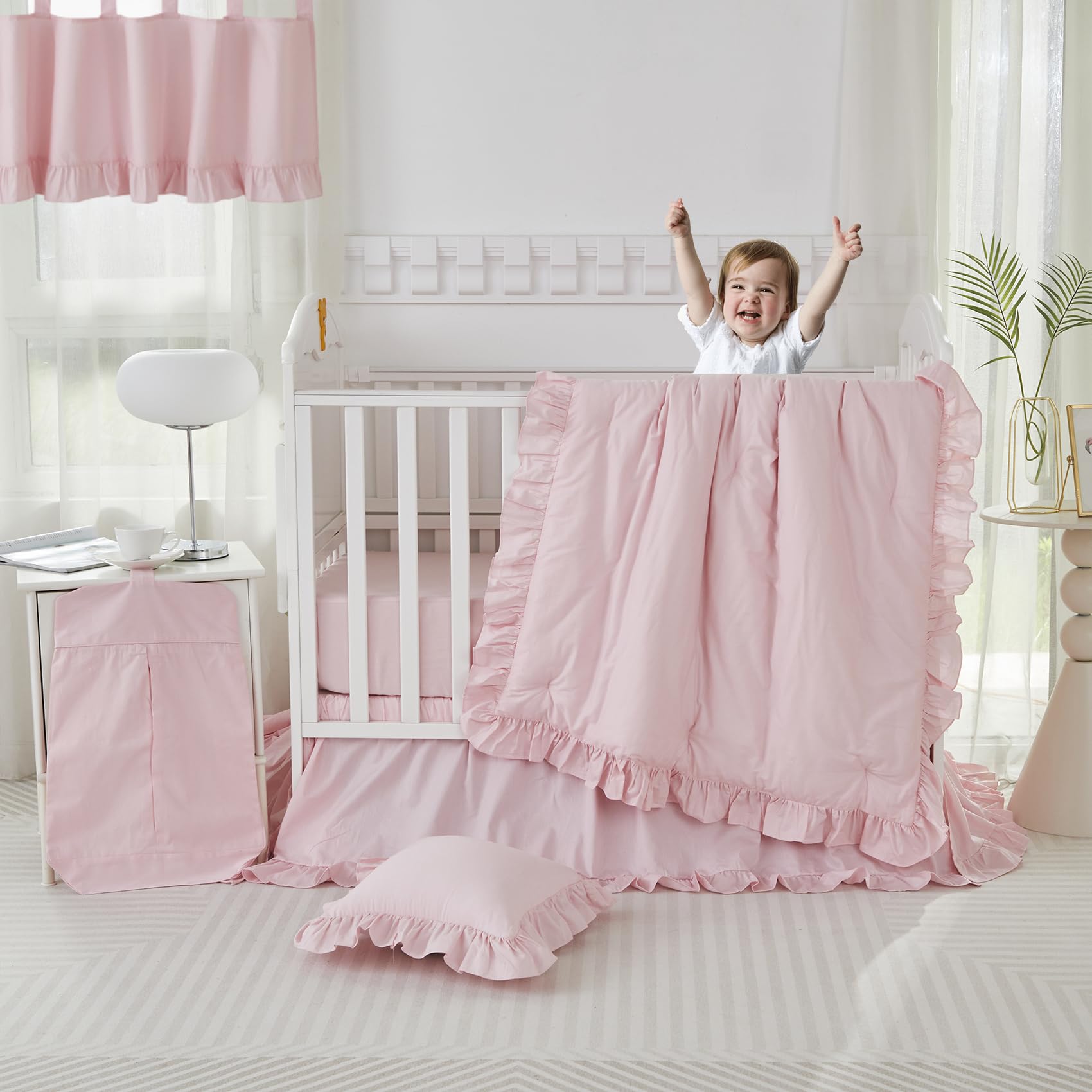 Brandream Farmhouse pink ruffles close-up highlighting bohemian fringe.