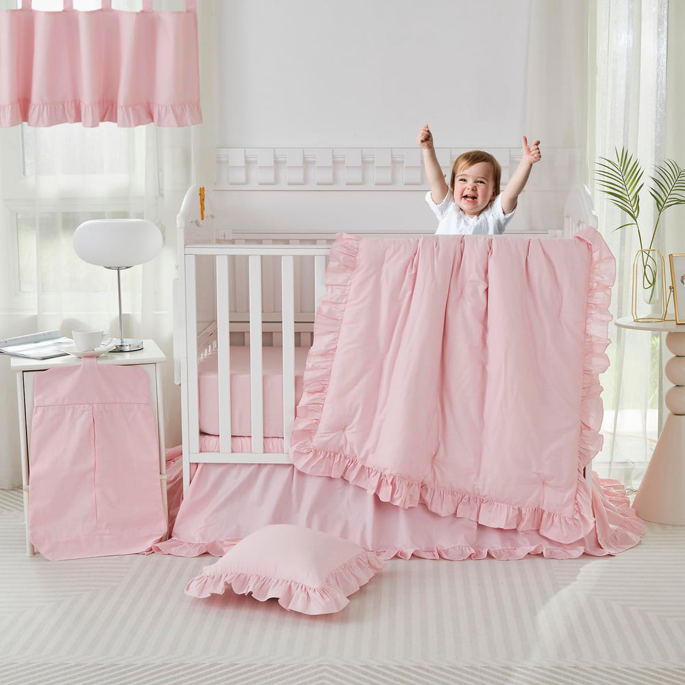 Brandream Farmhouse pink ruffles close-up highlighting bohemian fringe.