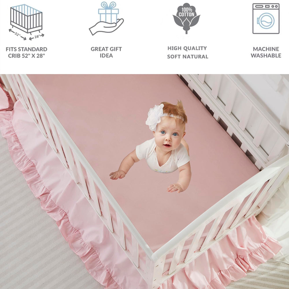 Brandream Farmhouse fitted sheet for snug 52x28 crib fit.