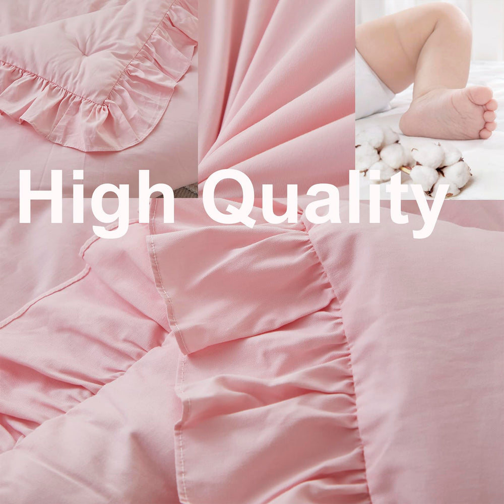 Brandream Farmhouse crib skirt close-up with pink drop for tidy nursery.
