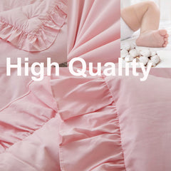 Brandream Farmhouse crib skirt close-up with pink drop for tidy nursery.