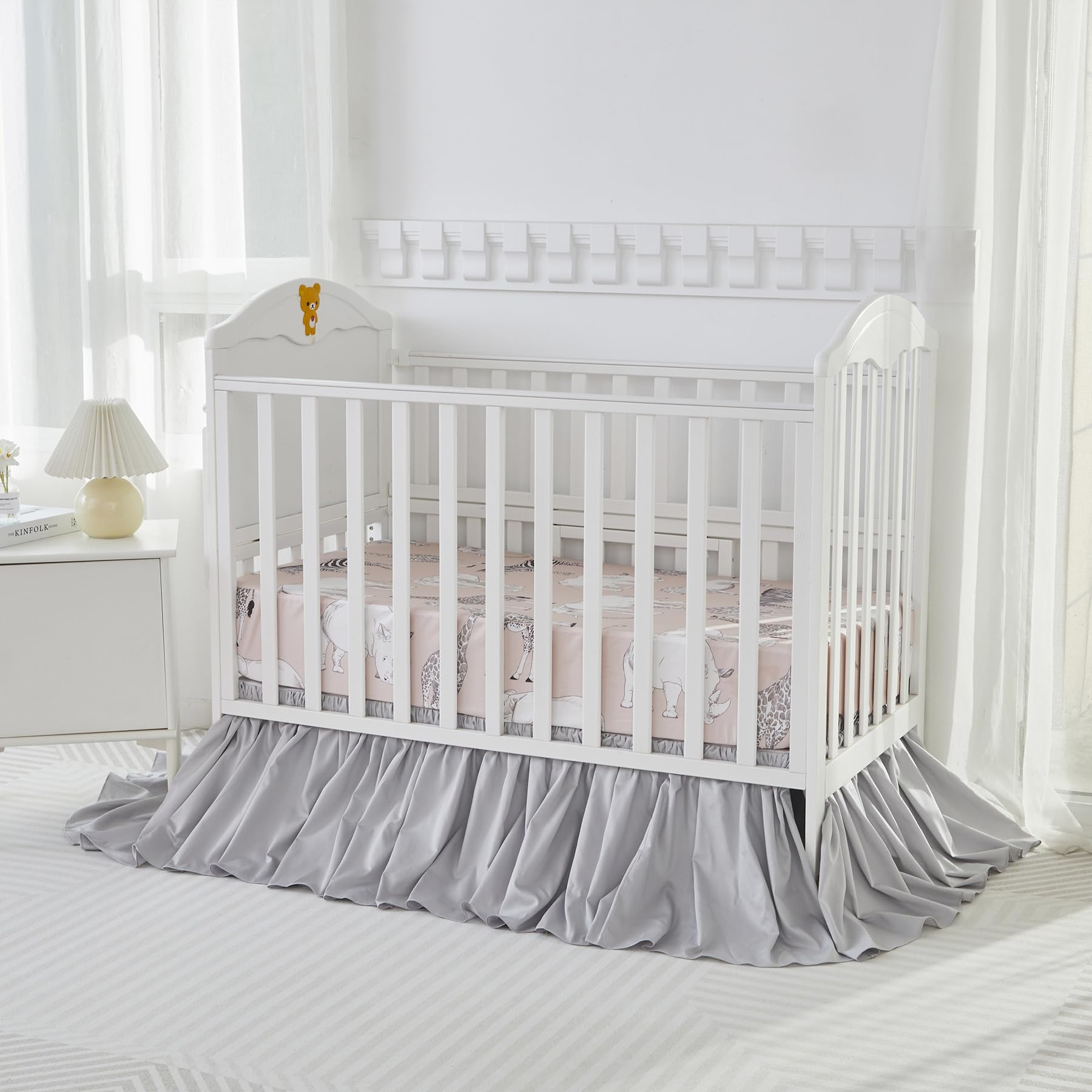 Brandream four-sided crib bed skirt for standard crib or toddler bed