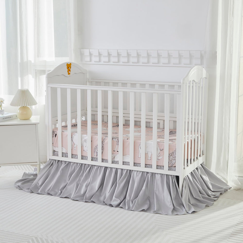 Brandream four-sided crib bed skirt for standard crib or toddler bed