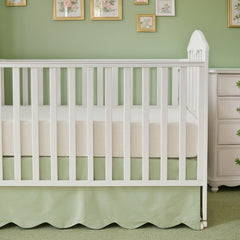 Brandream four-sided crib bedskirt with scalloped edge offers clean, tailored look for standard cribs.