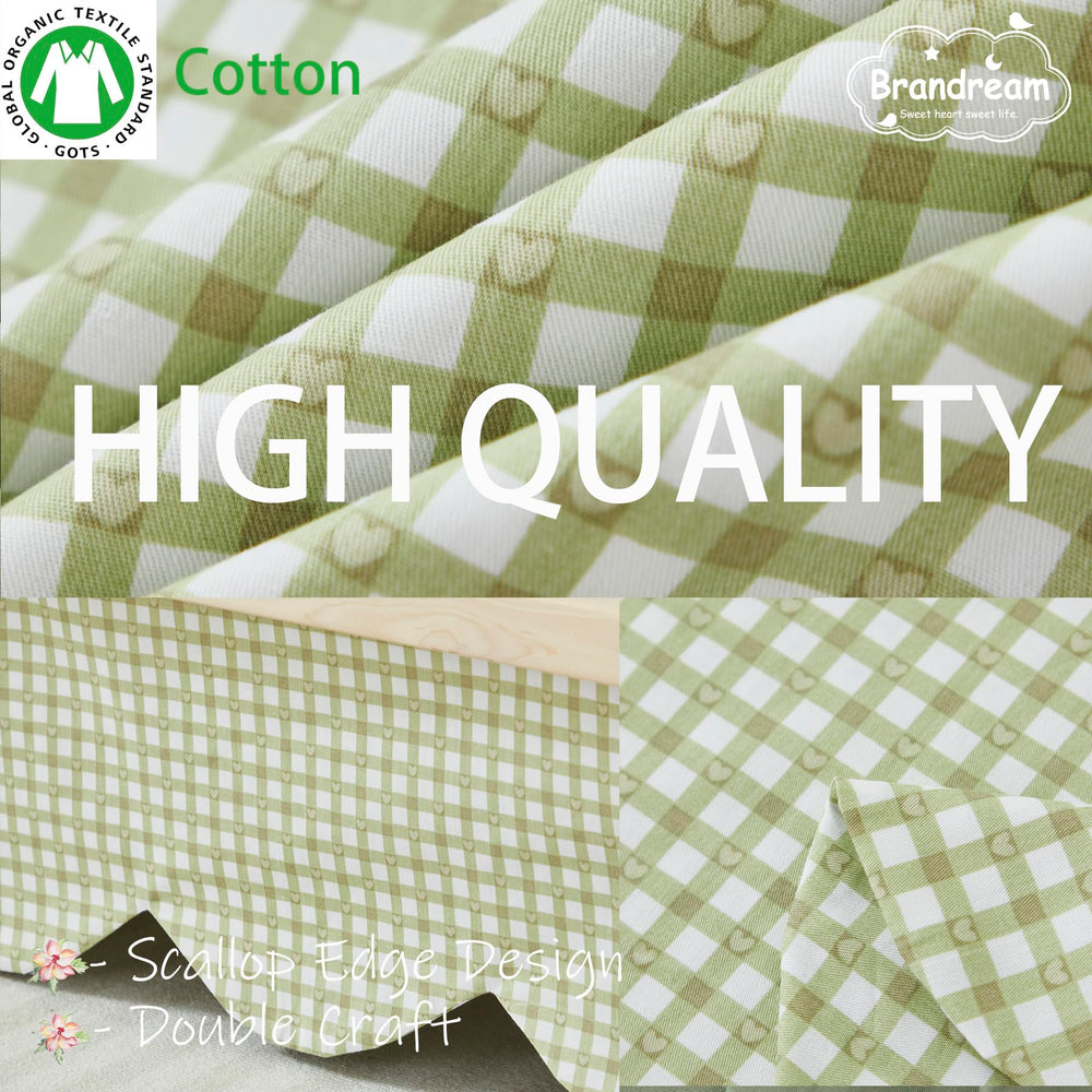 Brandream four-sided crib skirt with 16-inch drop on a standard crib.