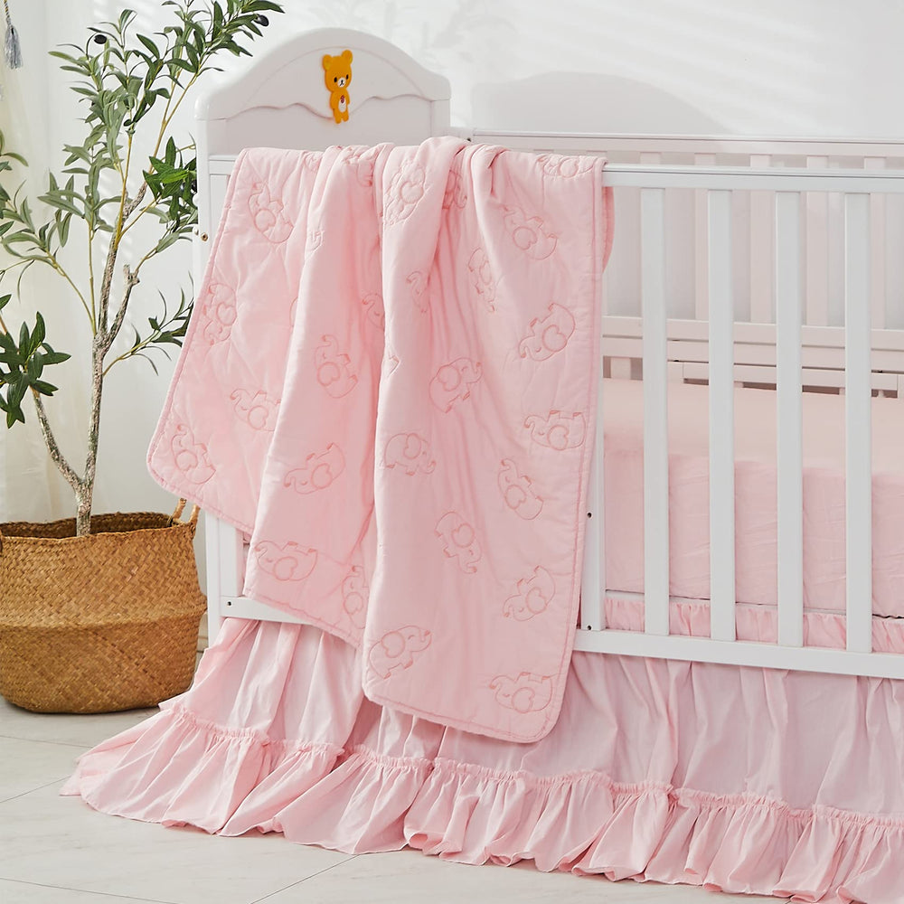 Brandream four-sided crib skirt with 16-inch drop fits standard cribs
