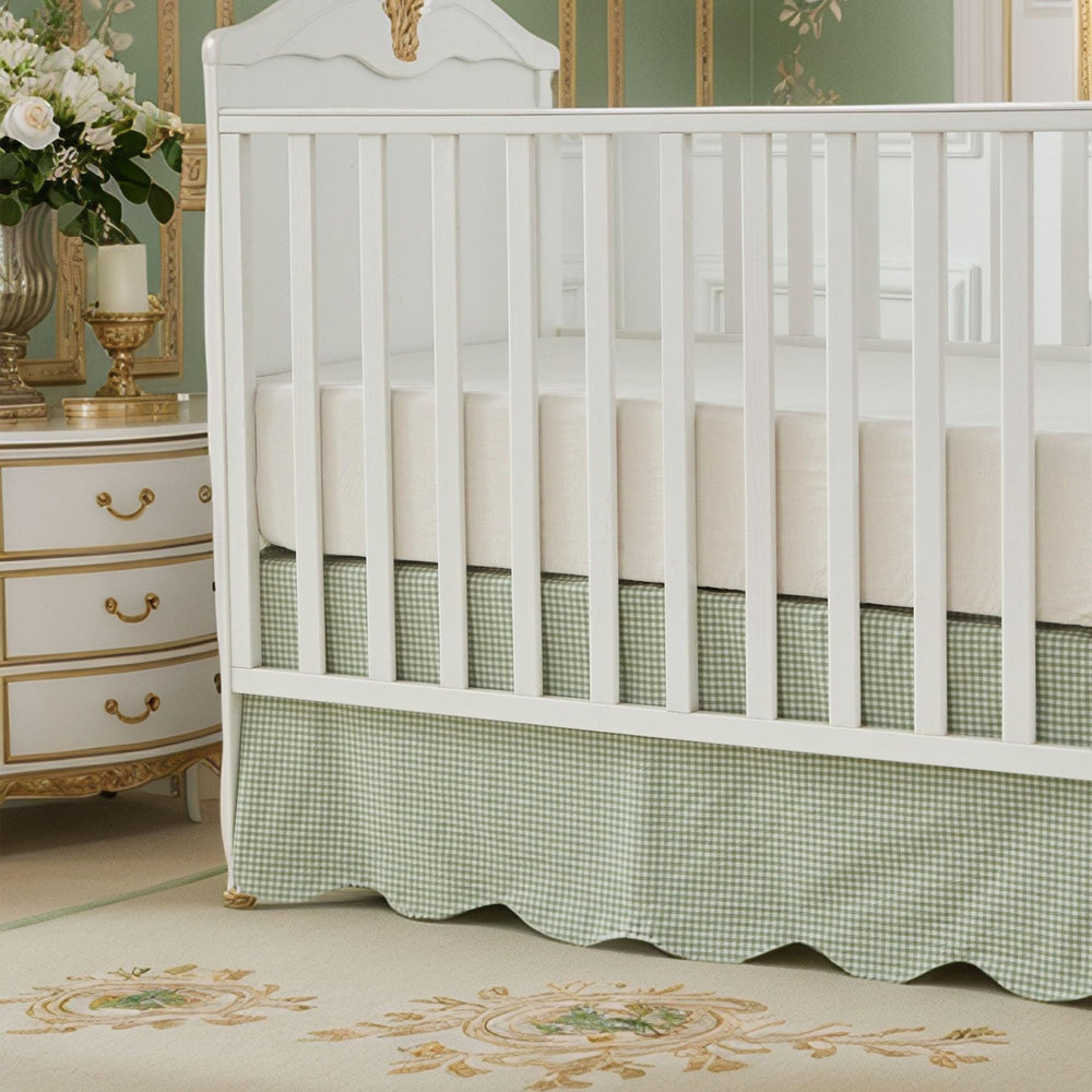 Brandream four-sided crib skirt provides a clean drop for crib and toddler bed.