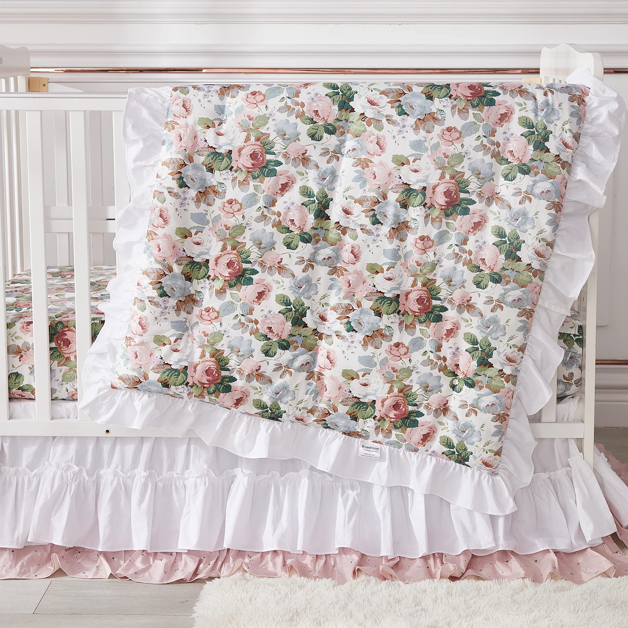 Brandream French Country Garden crib bedding set with floral quilt for a cozy nursery