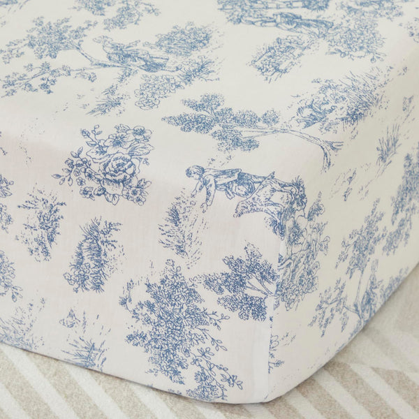 Brandream French Country Toile crib sheet with floral print for a cozy nursery.