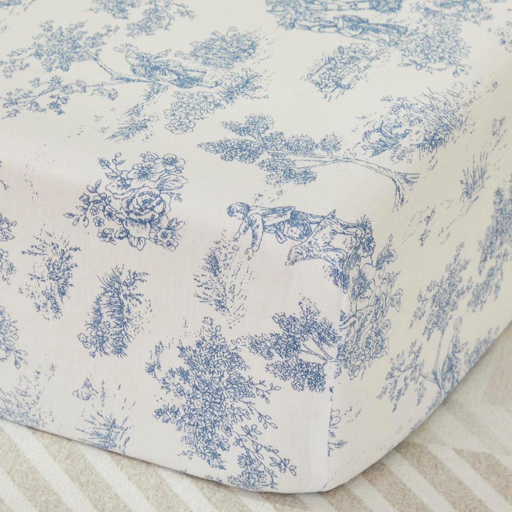 Brandream French Country Toile crib sheet with floral print for a cozy nursery.