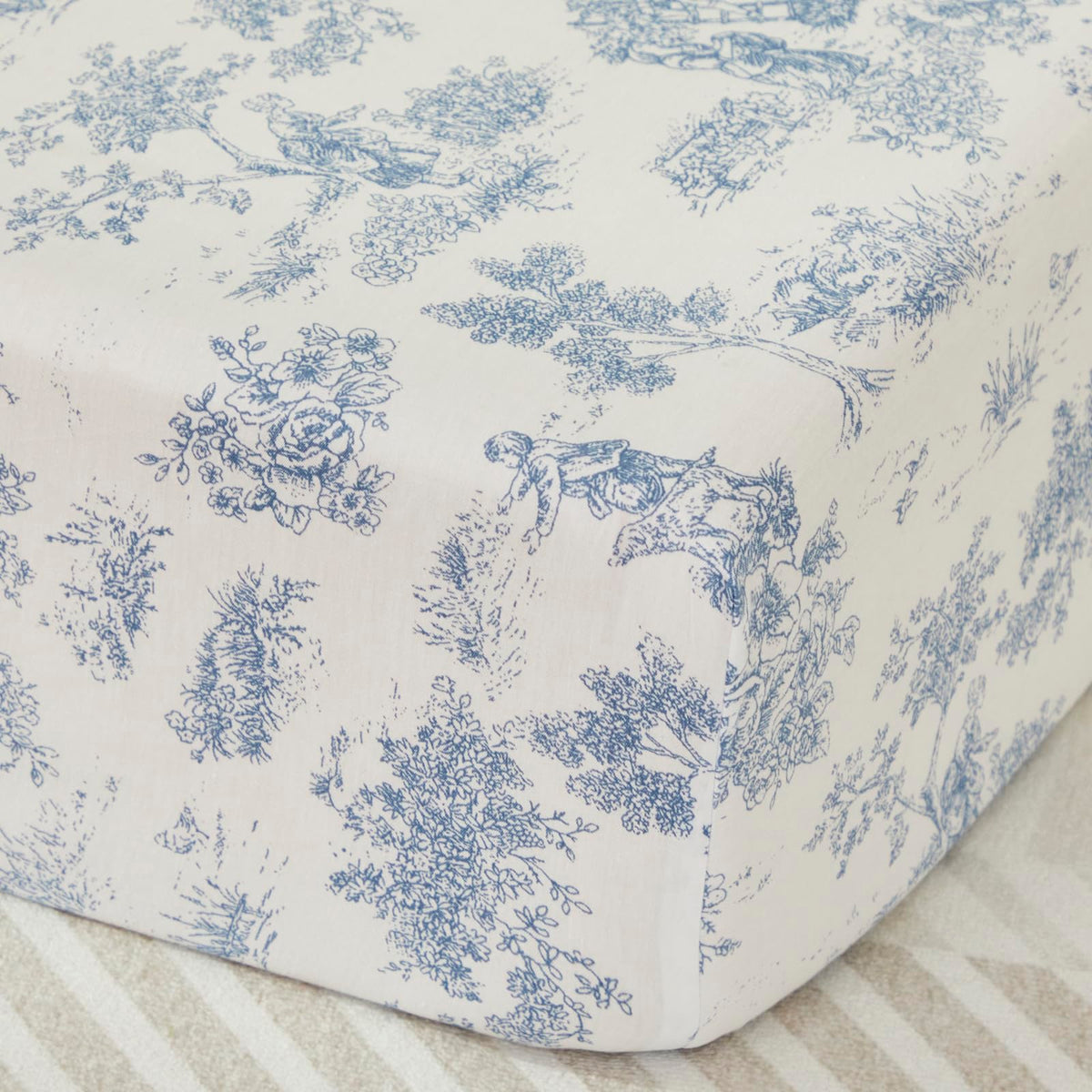 Brandream French Country Toile crib sheet with floral print for a cozy nursery.
