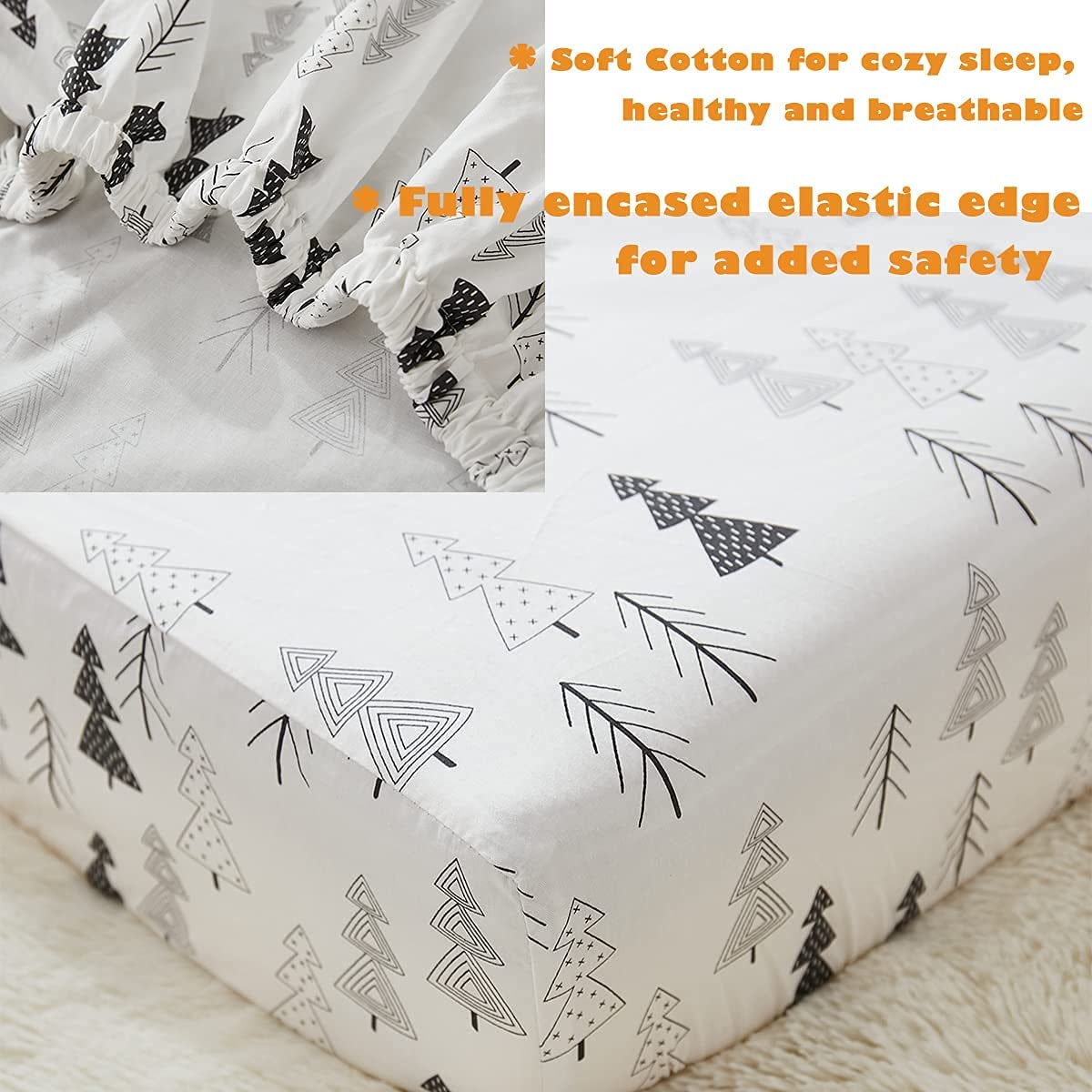 Brandream full-elastic-edge crib sheet stays securely in place.