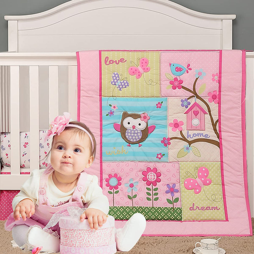 Brandream Garden Birds Floral fitted crib sheet with elastic edges for secure fit