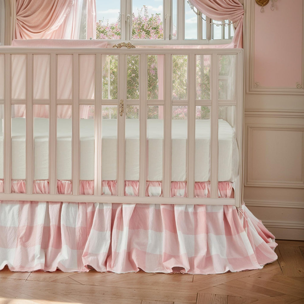 Brandream gingham gathered crib skirt dust ruffle adds subtle edge