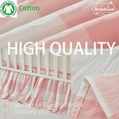 Brandream gingham gathered crib skirt fabric detail highlights cotton texture