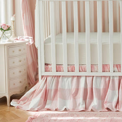 Brandream gingham gathered crib skirt flat lay enhances nursery decor