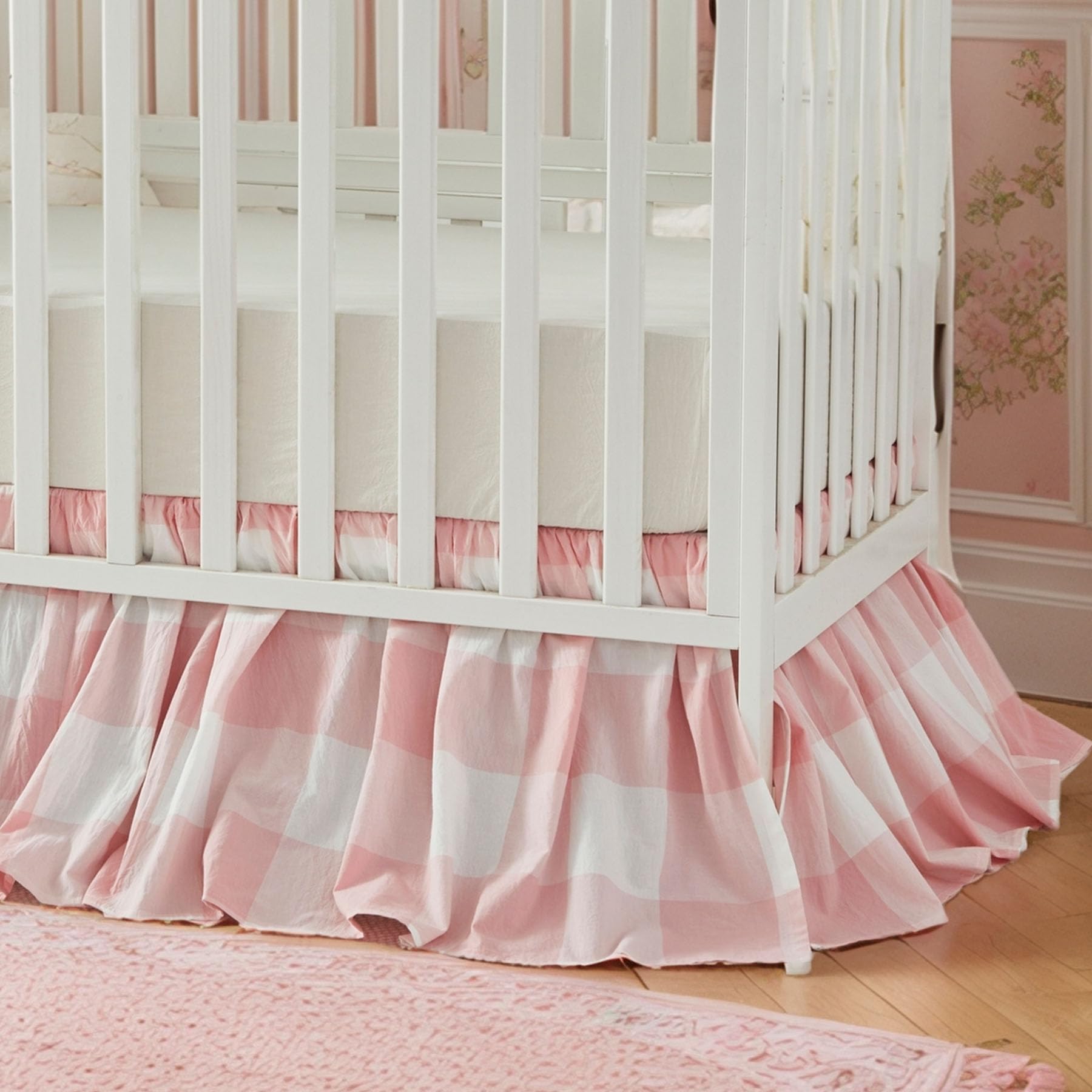 Brandream gingham gathered crib skirt fits standard crib and toddler bed